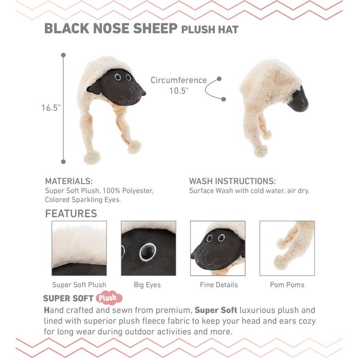 Cota Global - Wholesale Kids Hat - Kids - Super Soft Plush Hat - Black Nose Sheep1