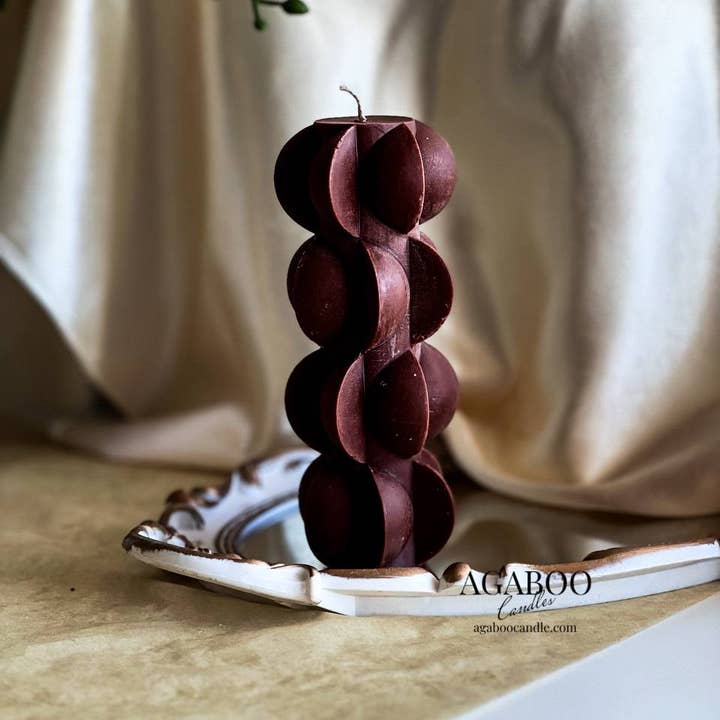 Agaboo Candle - Wholesale Novelty candle - Unique Design Wavy Tall Pillar Candle 6x2.5in9