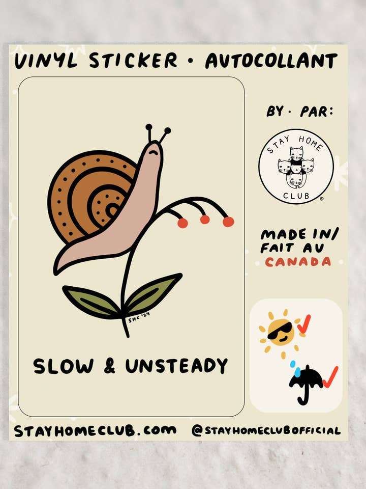 Langsom og Ustabil Klistermærke | Vandtæt Vinylklistermærke for engroshandel hos Stay Home Club