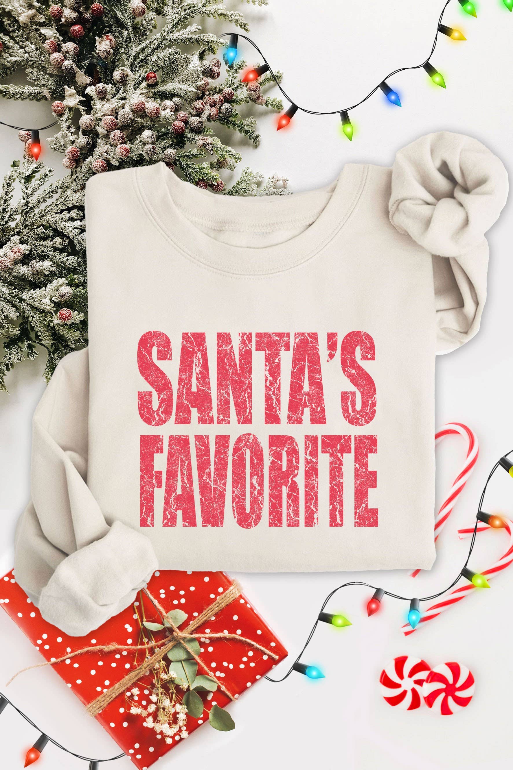 Rustee Clothing - Venta al por mayor Sudadera estampada - Mujer - SUDADERAS GRÁFICAS CEPILLADAS FAVORITAS DE SANTA1