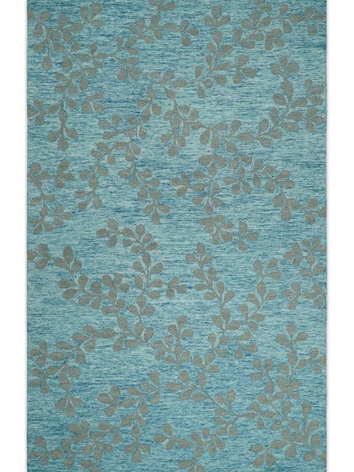 2x3, 3x5, 5x8, 6x9, 8x10 and 9x12 Feet Ivory, Blue and Charcoal Hand Tufted Floral Farmhouse Wool Area Rug | TRDMA207 for wholesale by The Rug Decor, Inc.