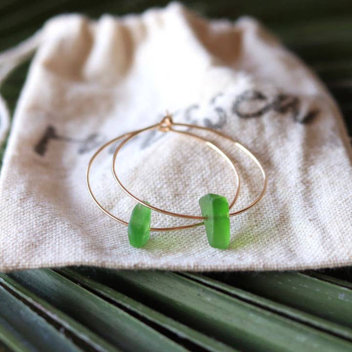 Sea Glass Hoop Earrings for wholesale by ROOTSSEA