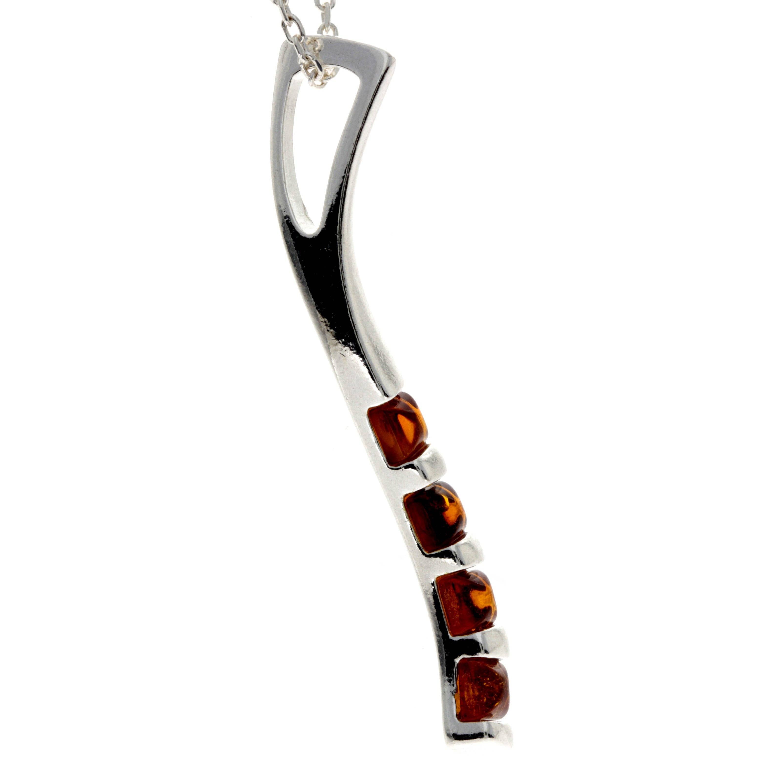 SilverAmber Jewellery - Vendita all'ingrosso Collana con ciondolo/pendaglio - Ciondolo dal design moderno in argento Sterling 925 e ambra baltica - GL20214