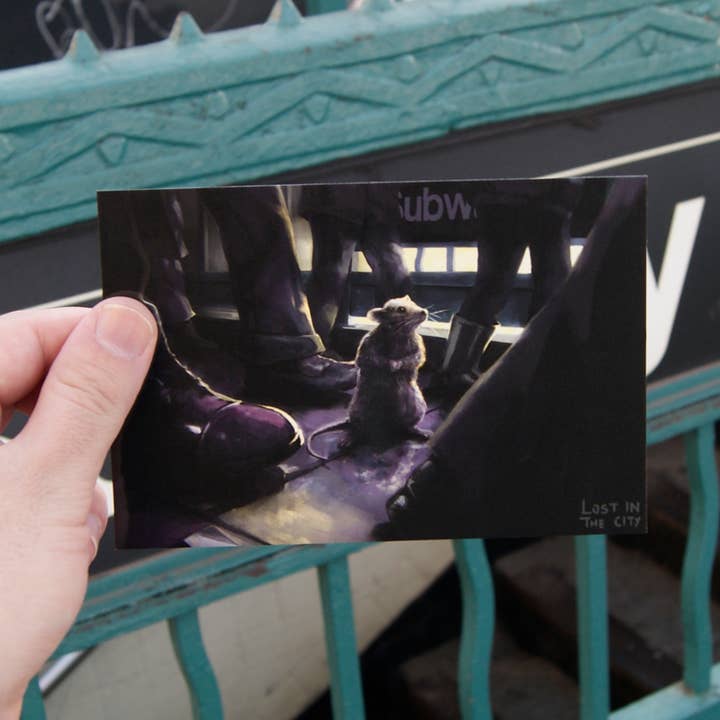 Ansichtkaart met toegang tot de metro | Lost in the City voor wholesale door Santi of all Trades