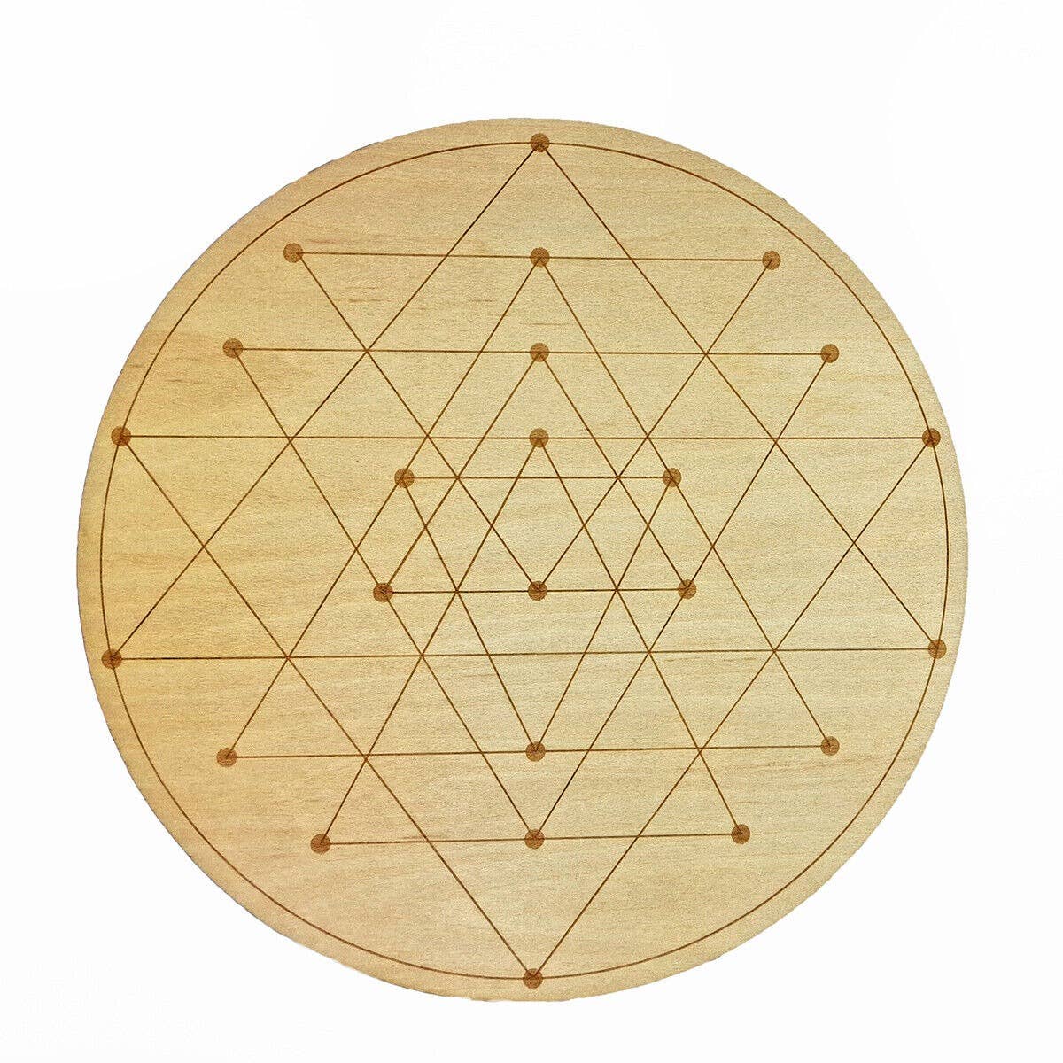 Shamans Crystal - Wholesale Crystal Grid - Crystal Grid Plates Round In Wood, 20cm Wide, Flower of Life6