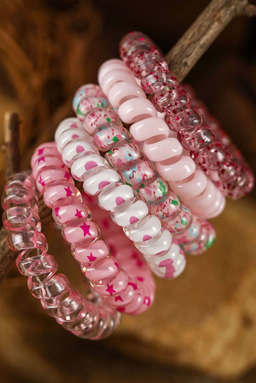 1 the Woman - Wholesale Hair Tie - Cute Gradient Starry Dotty Coil Wire Hair Tie Set1