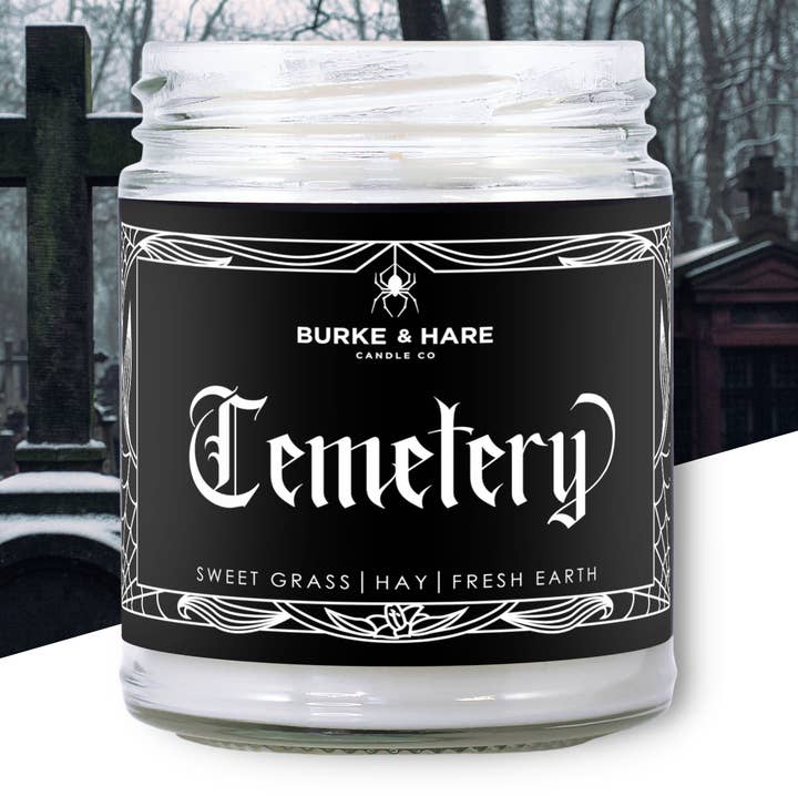 Burke & Hare Co - Wholesale Jar/Filled Candle - Gothic Scented Candle - Cemetery - Dirt & Grass - Halloween0