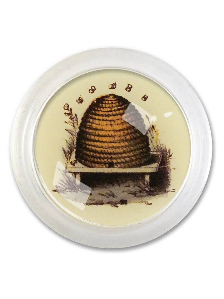 Vintage Beehive 4" Round Glass Coaster for wholesale by Ben's Garden