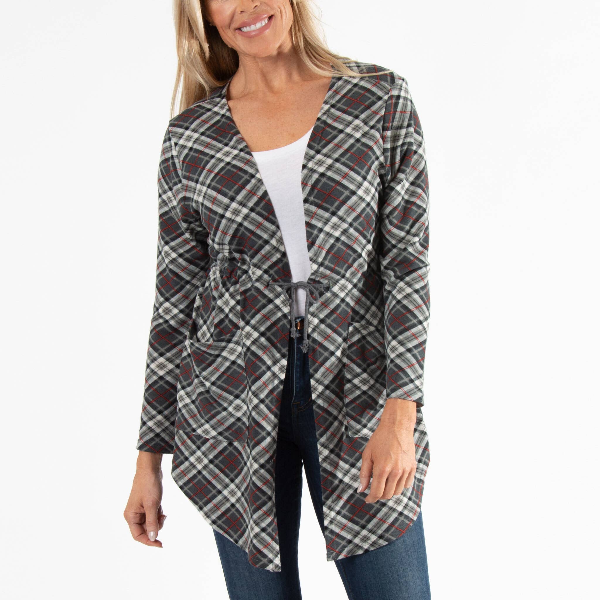 Elsie & Zoey - Vente Cardigan – femme - Soldes - Cardigan asymétrique en jersey Kate à nouer sur le devant18