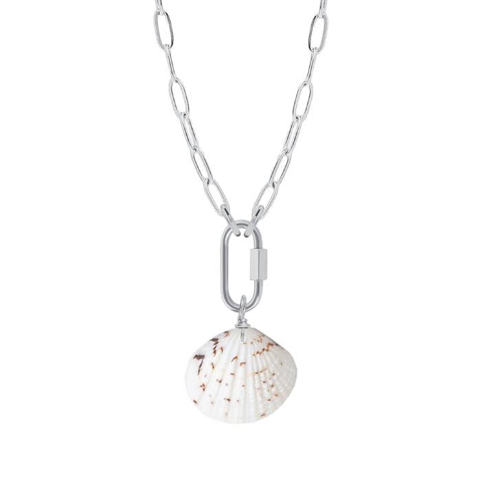 Mint + Sky - Wholesale Pendant/Charm Necklace - Paperclip Chain Shell Necklace1