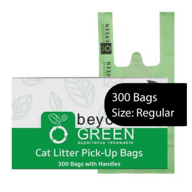 beyondGREEN Cat Litter Bags - Regular - 300 Bags with Handle for wholesale by beyondGREEN biotech, Inc.