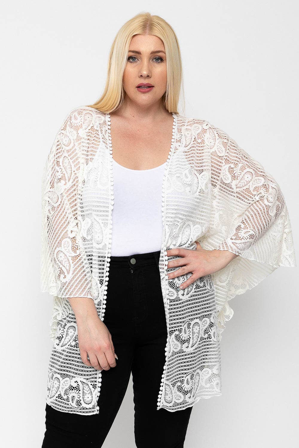 WITH U SHOP – Engroshandel Cardigan - Dame – Kimono Stil Blonder Cardigan9