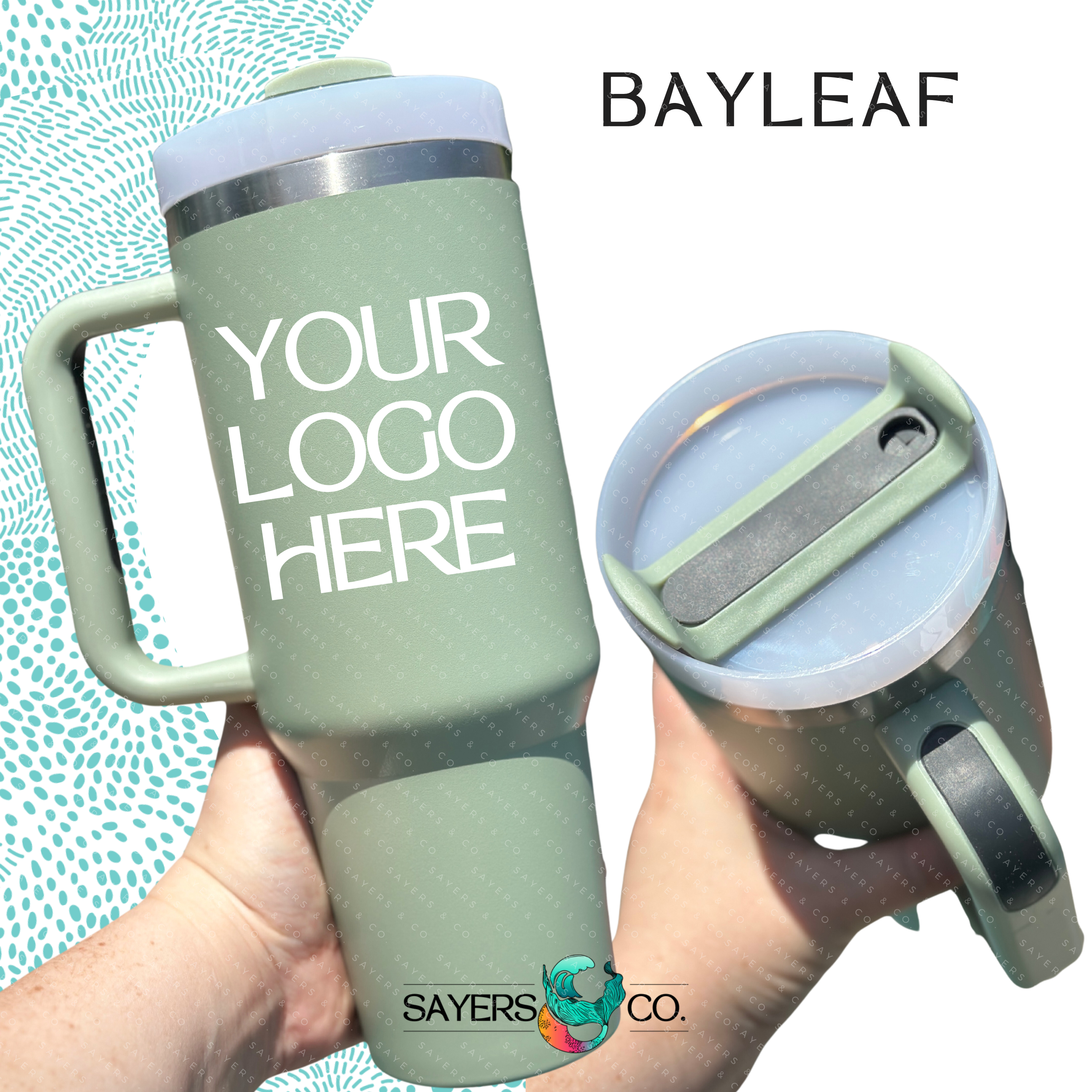 Sayers & Co. - Wholesale Insulated Mug/Tumbler - CUSTOM DECAL LOGO- 40 oz Double Walled Screw Matte Tumbler10