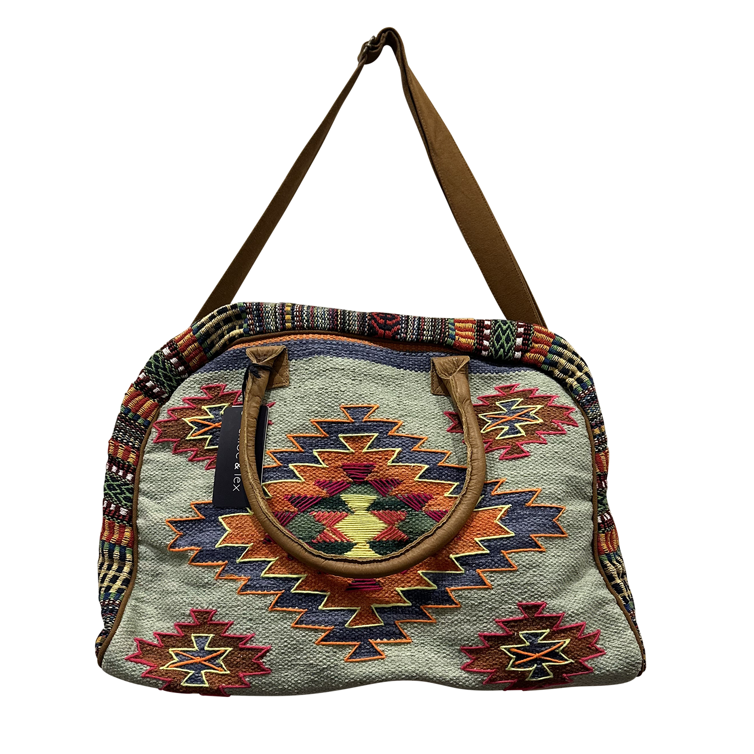 Chloe & Lex - Venta al por mayor Bolsa de viaje - Mujer - Bolso de viaje de fin de semana con asa de piel y estampado azteca para mujer1