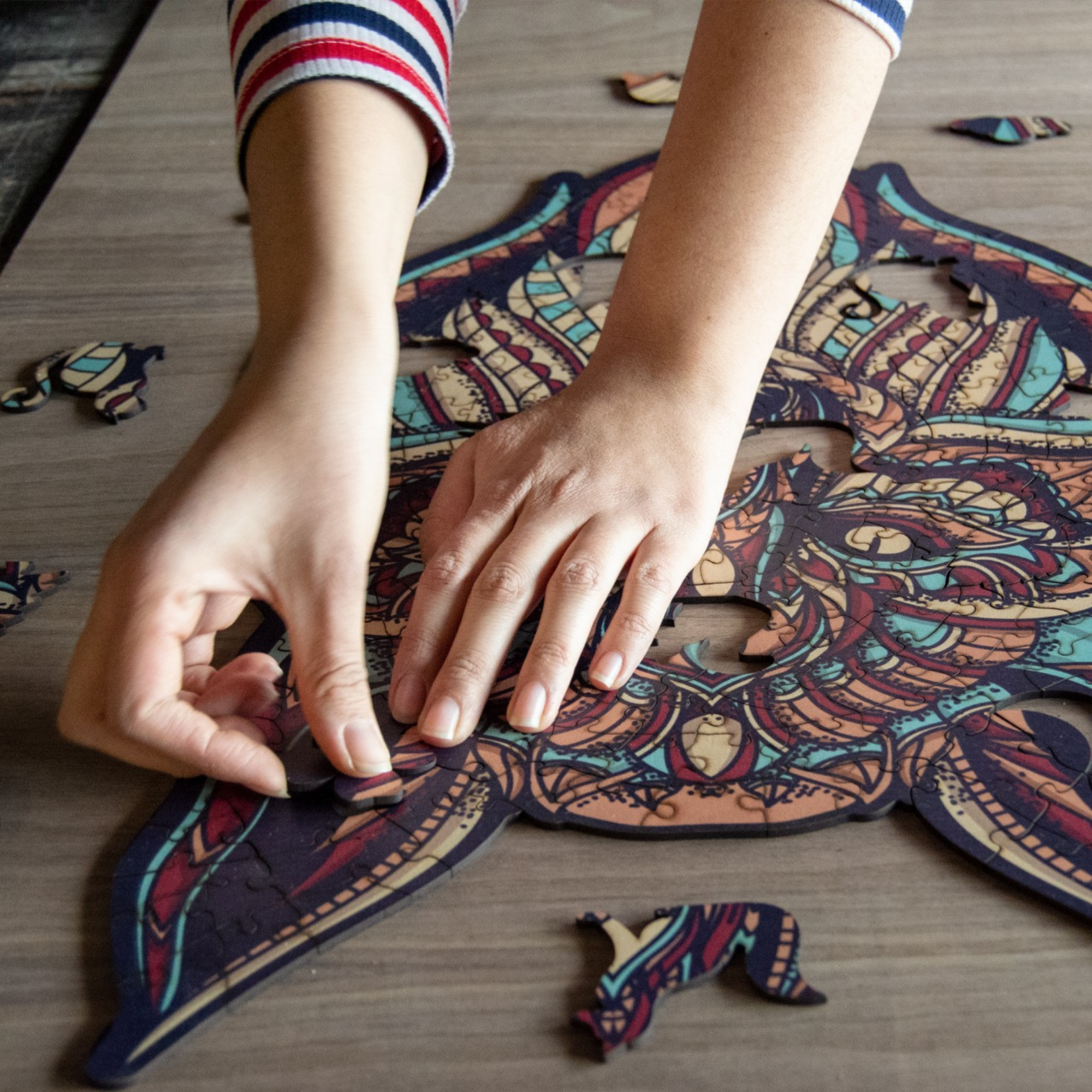 WAWW Artisanal Wooden Puzzles - Wholesale Puzzle - Adult - WOLF wooden jigsaw Puzzle | 23" Whimsies | Animal Totem3