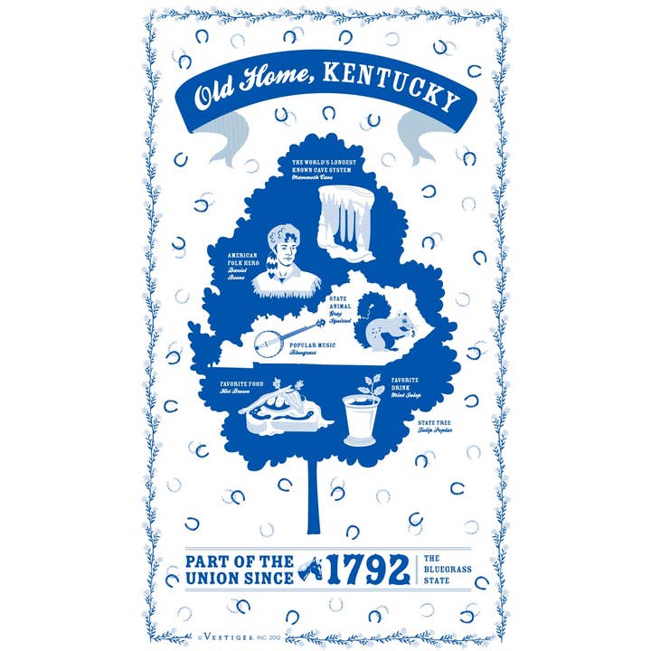 Vestiges - Wholesale Tea Towel - Kentucky State Tea Towel