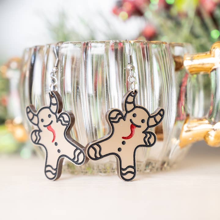 HoneyGlow Designs - Wholesale Dangle Earrings - Krampus Gingerbread man earrings