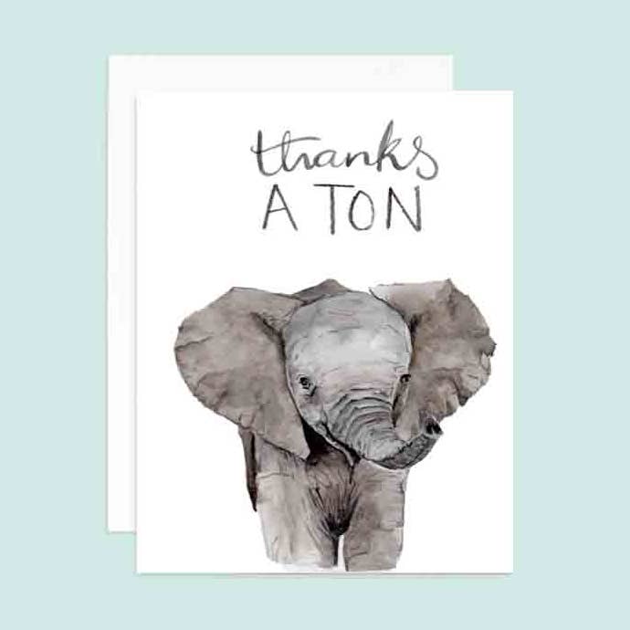 Thanks a Ton Greeting Card for wholesale by Grace Langdon Art
