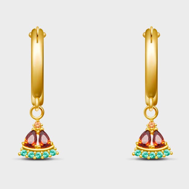 Watermelon Fruit CZ Hinged Hoops for wholesale by Thesis of Alexandria