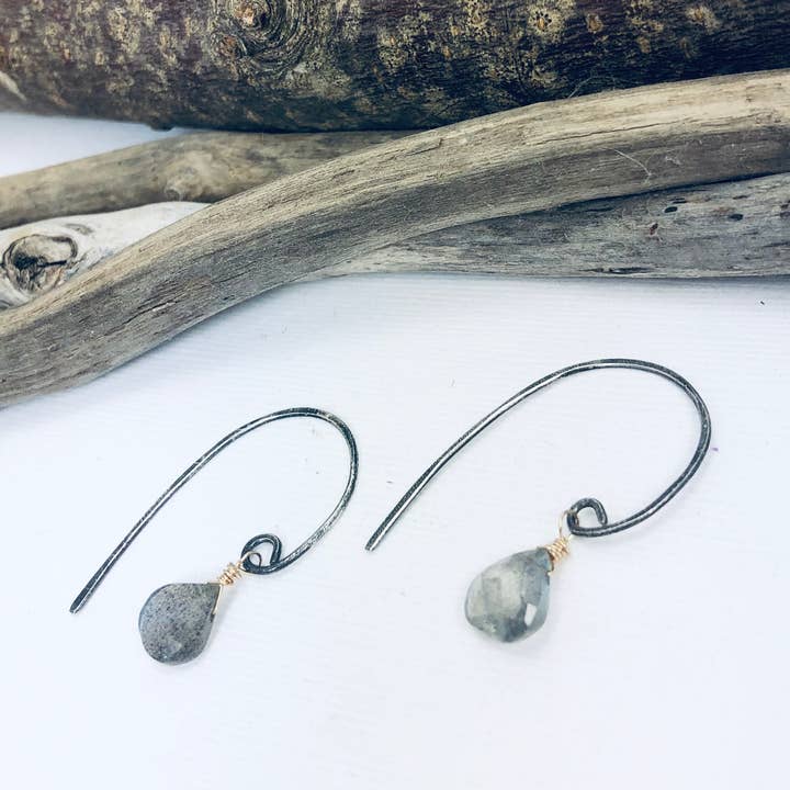 Labradorite Siesta Swirl Earrings for wholesale by Laura J Designs