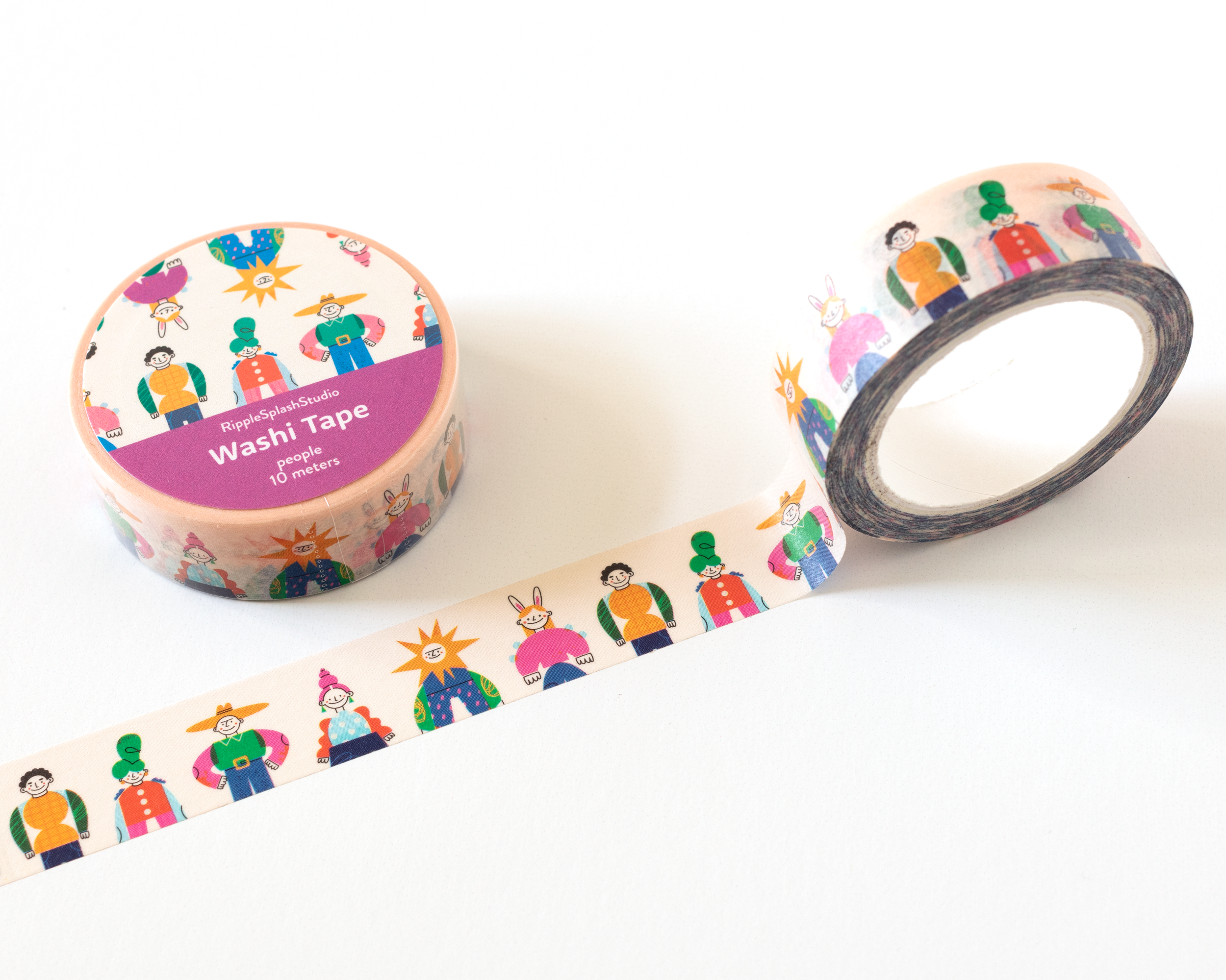RippleSplash Studio – Engroshandel Washitape – Farverig People Washi Tape - 15mm x 10m9