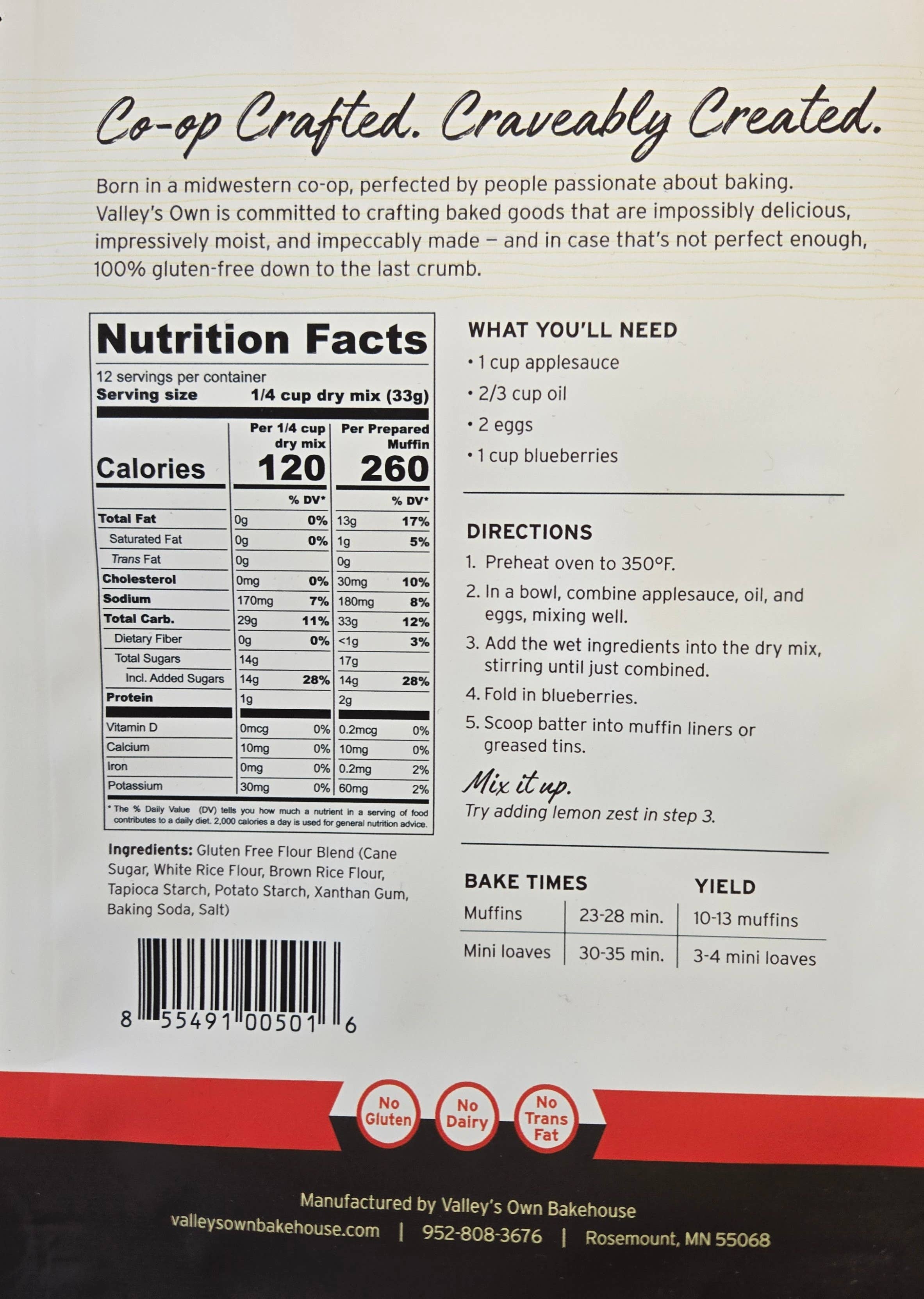 KAKOOKIES - Wholesale Muffin Mix - Gluten Free Blueberry Muffin Mix 1