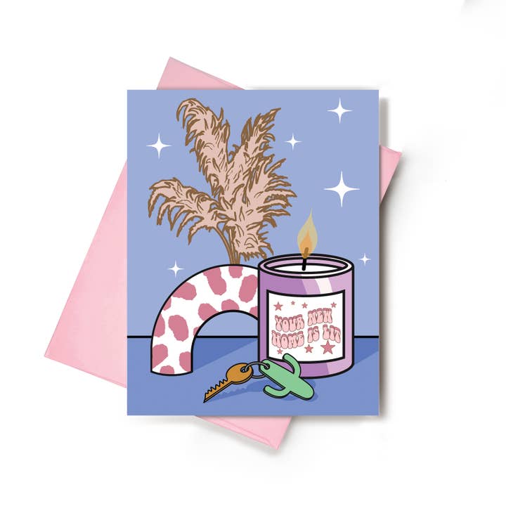 Carte de vœux pendaison de crémaillère "Votre nouvelle maison est illuminée" - Lot de 6 pour la vente par Love Haze Paper