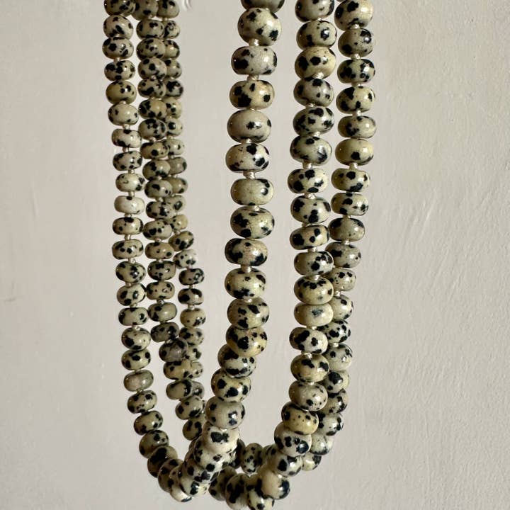 Dalmatian Jasper | Black Spotted Jewelry | Knotted Necklace for wholesale by Anokhi Green | Handmade Gemstone Jewelry
