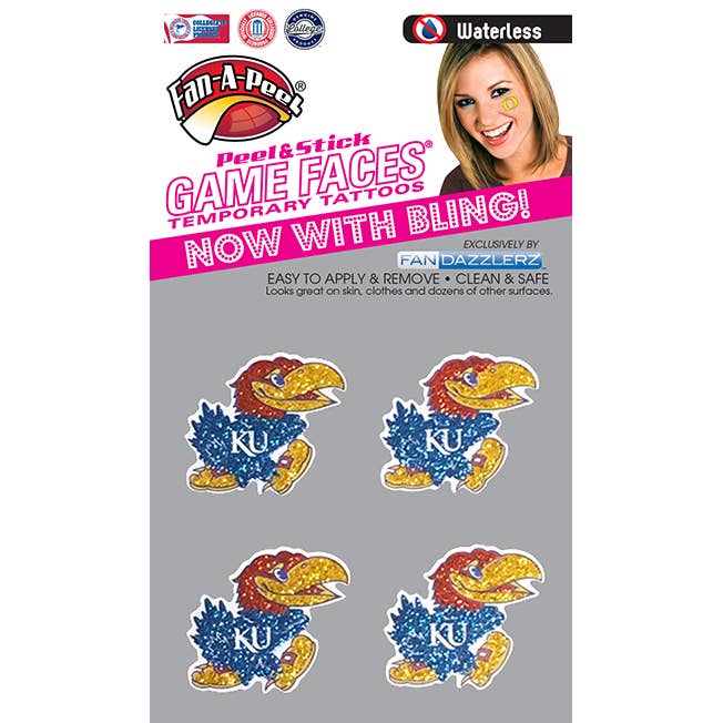 Tatuagens temporárias do jogo Kansas Faces® por atacado de Fanapeel / Gamefaces