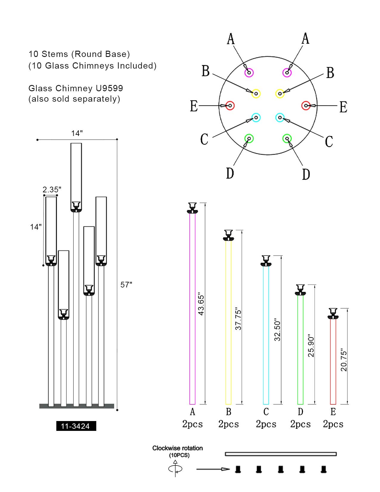 Galore Home - Wholesale Candle Holder - Diamond Glow Acrylic Candelabra3