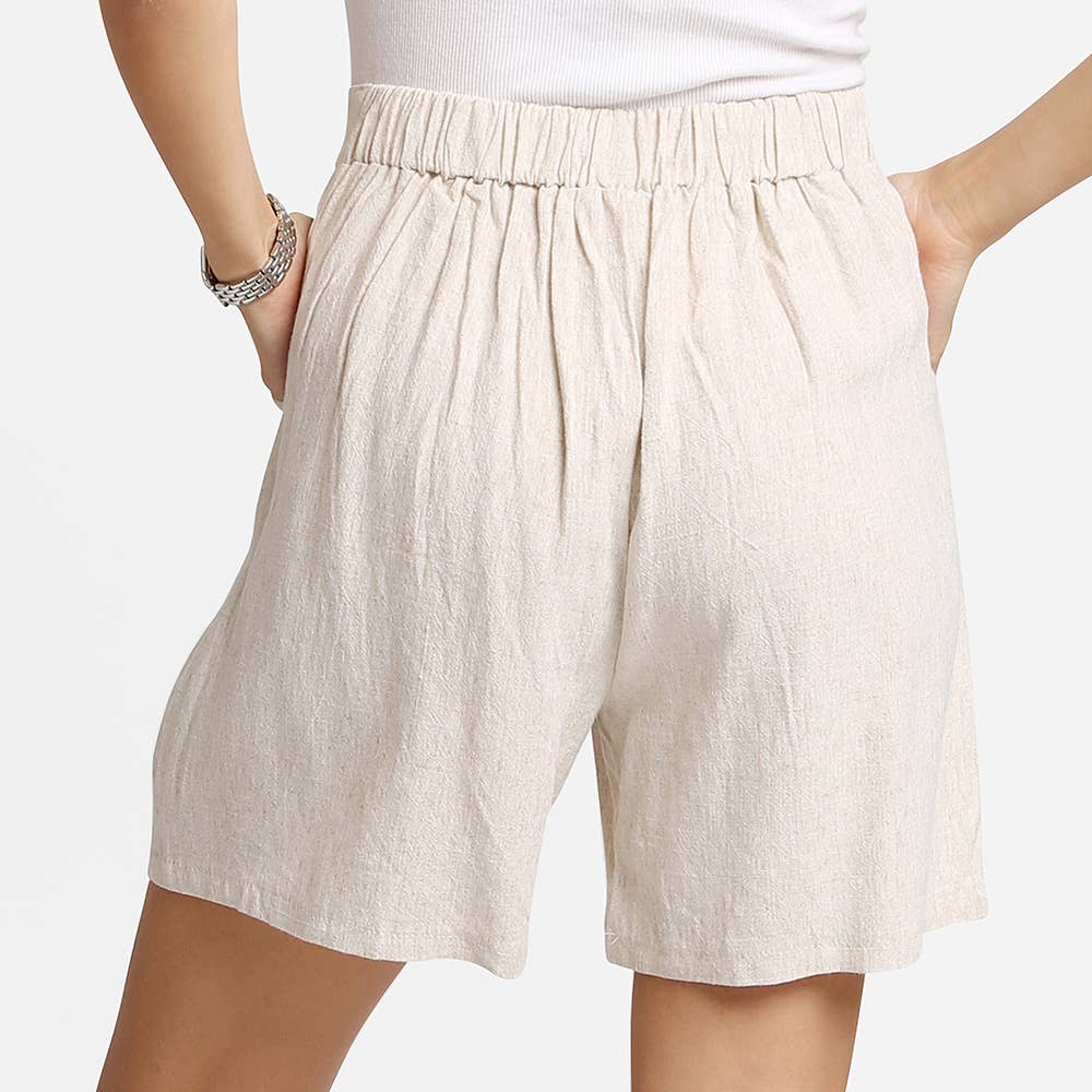 Sensibling Corp. - Wholesale Shorts - Women's - Elastic Waistband Linen Shorts1