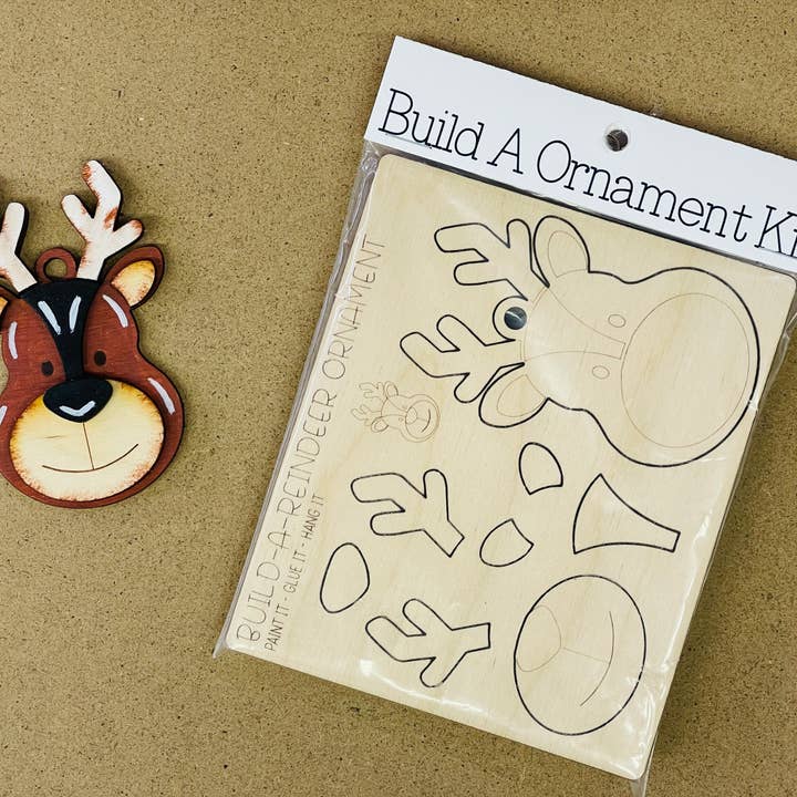 Reclaimed Woodworks Home Decor - Vendita all'ingrosso Kit per lavoretti fai da te - Kit Fai da Te per Costruire un Ornamento a Forma di Renna KIT CREATIVO DI NATALE2
