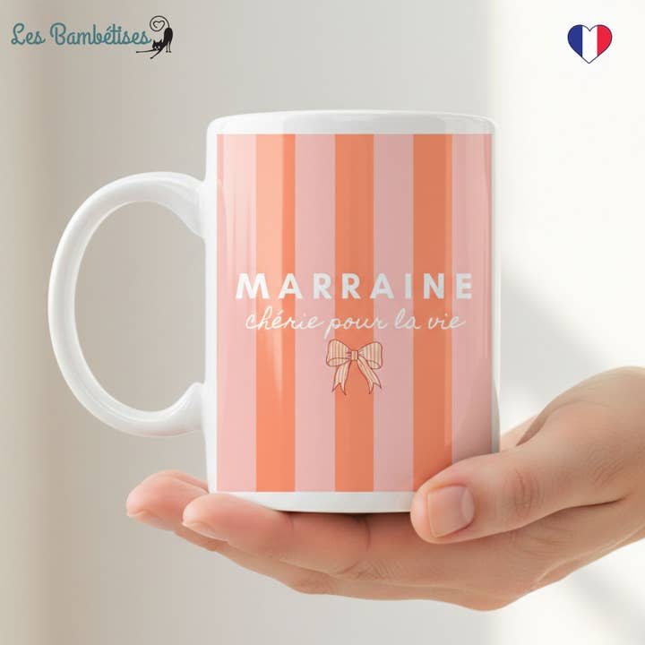 Mugg Kära Gudmor för livet - Persikostrimmor för wholesale av les bambetises