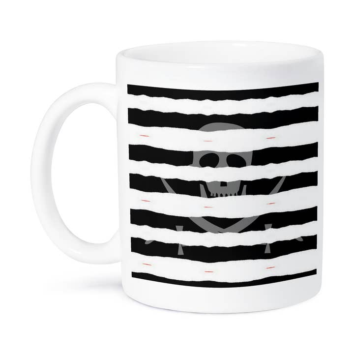 3dRose - Wholesale Coffee Mug - 3dRose, Pirate Skull and Crossbones Black and White Stripes Design, Mug8