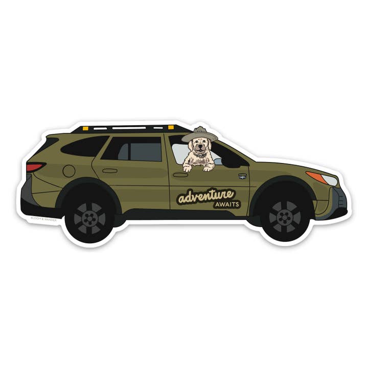 Bloom & Wander - Stickers and Gifts for Nature lovers! - Wholesale Sticker - Subaru Dog Stickers | Adventure Awaits | Camping Outdoor