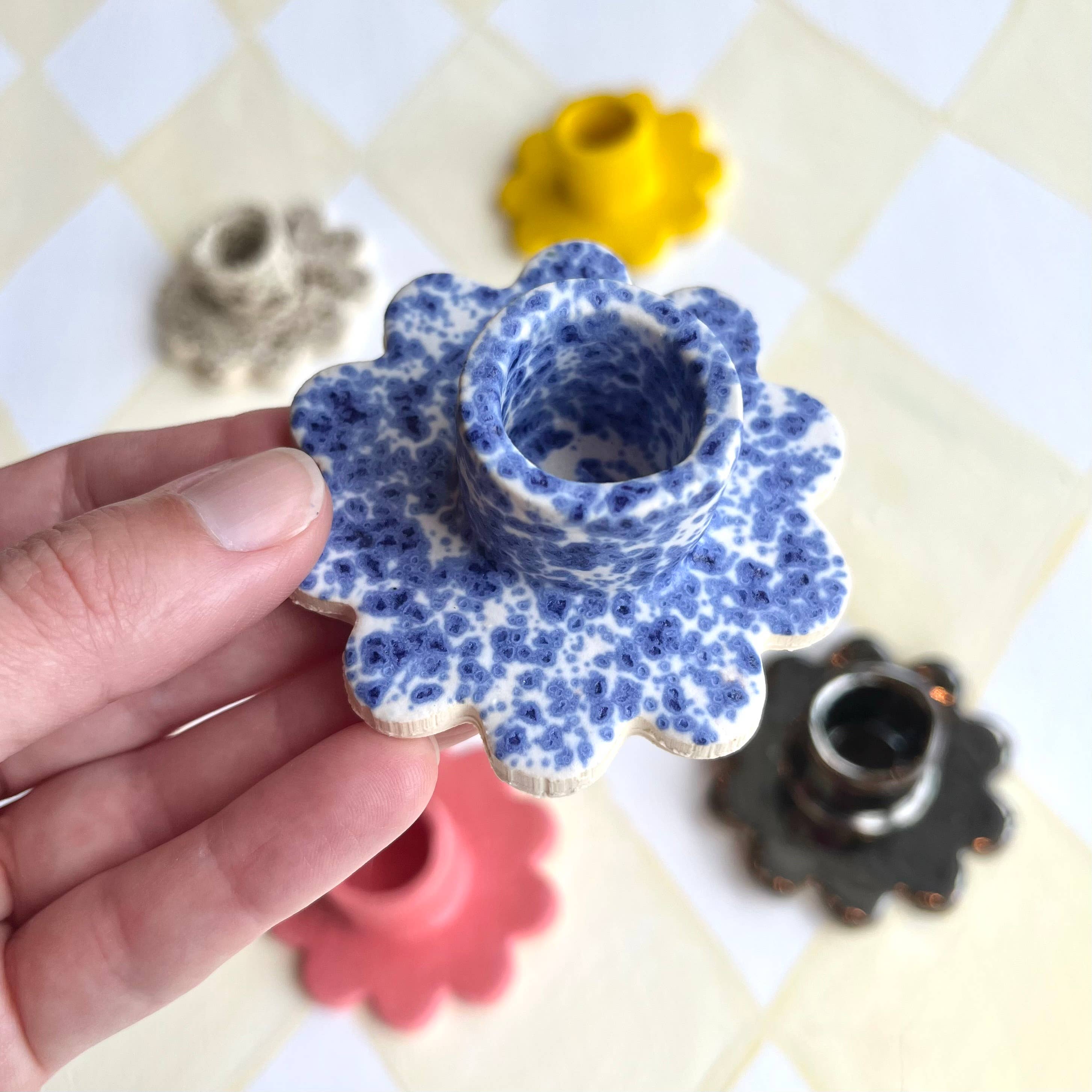 Crunch Supply - Wholesale Candle Holder - Ceramic Flower Taper Candle Holder1