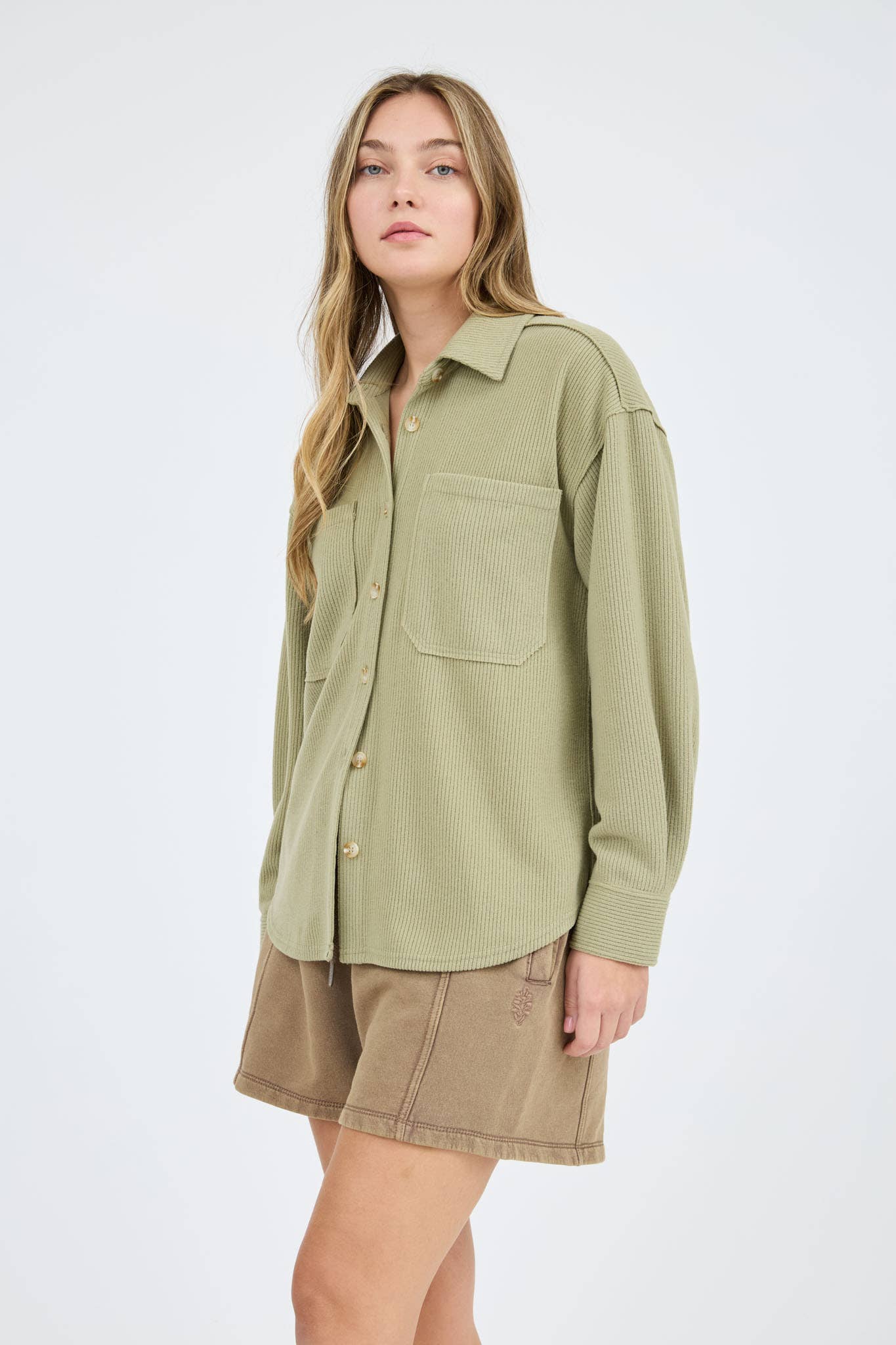 Blu Pepper - Wholesale Knit Top - Women's - RIB KNIT EXPOSED SEAM BUTTON UP TOP11