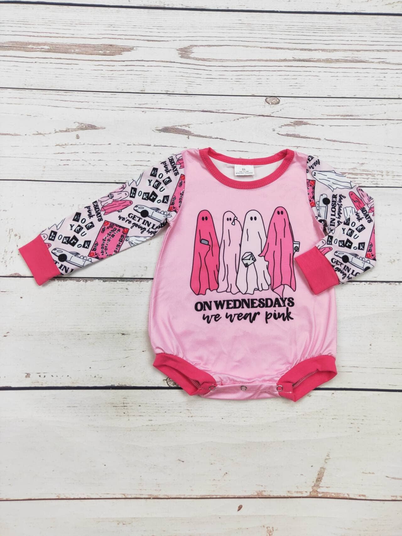 sassy kids palace – wholesale Bodysuit (non-footed) – Baby – Baby Pink Ghost Halloween Bubble0