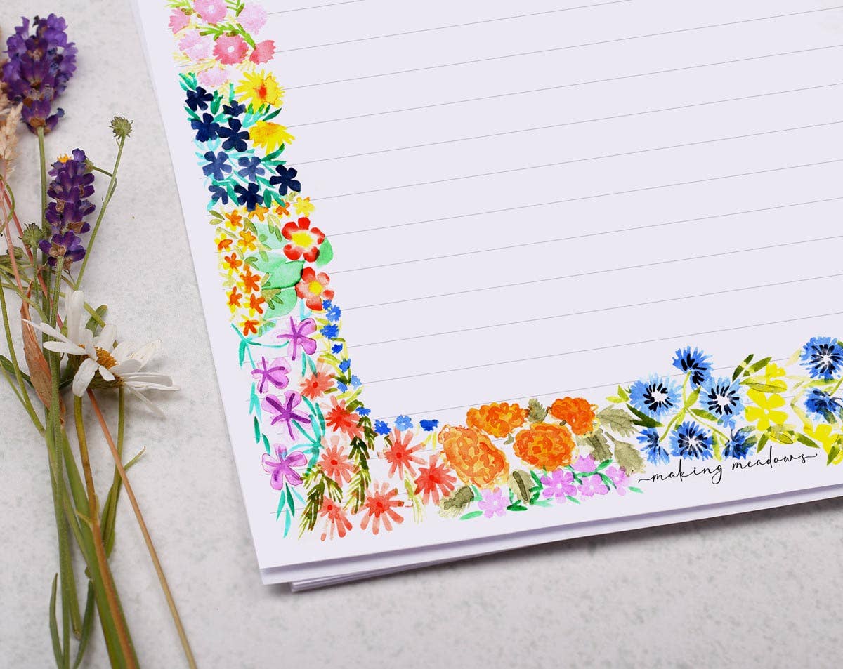 Making Meadows Ltd – wholesale Letterhead – A4 writing paper with a bold floral flowers | Letter Paper1
