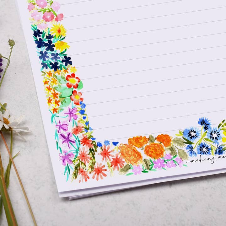 Making Meadows Ltd – wholesale Letterhead – A4 writing paper with a bold floral flowers | Letter Paper1