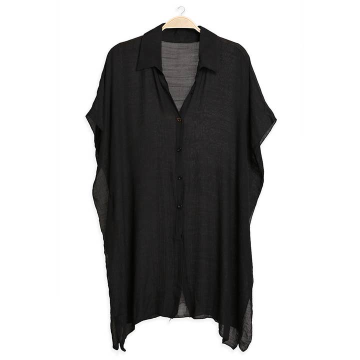 Fashion City - Wholesale Button Down Shirt - Women's - Women's Oversized Long Sleeveless Shirt Cover Up