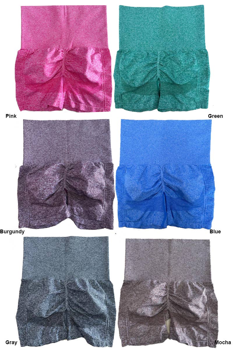 Color 5 - Wholesale Athletic Shorts - Women's - Seamless tow tone H/W scrunch butt lifting yoga shorts5