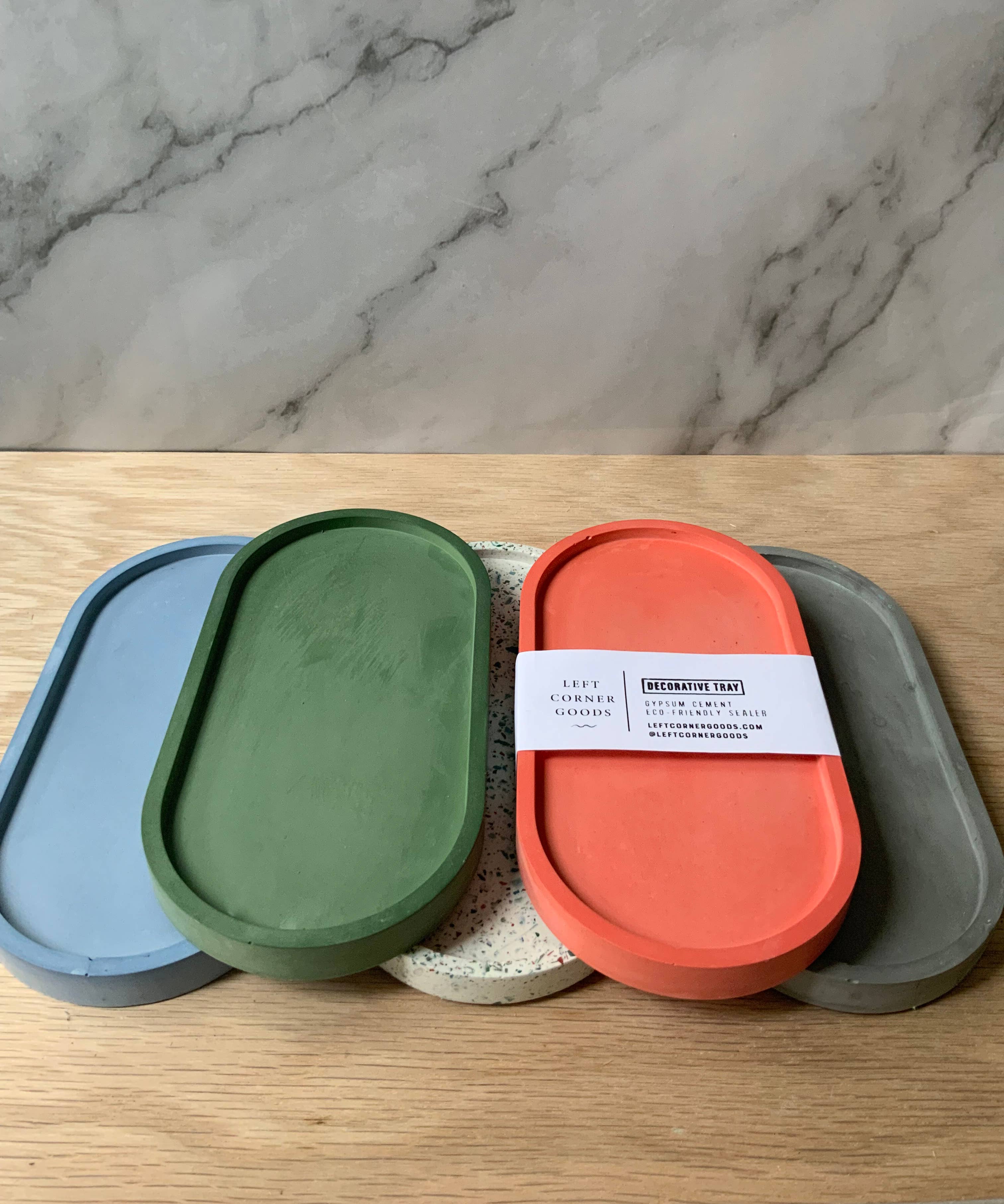 Left Corner Goods - Wholesale Decorative Tray - Gypsum Cement Oval Tray | candle tray | trinket tray modern6