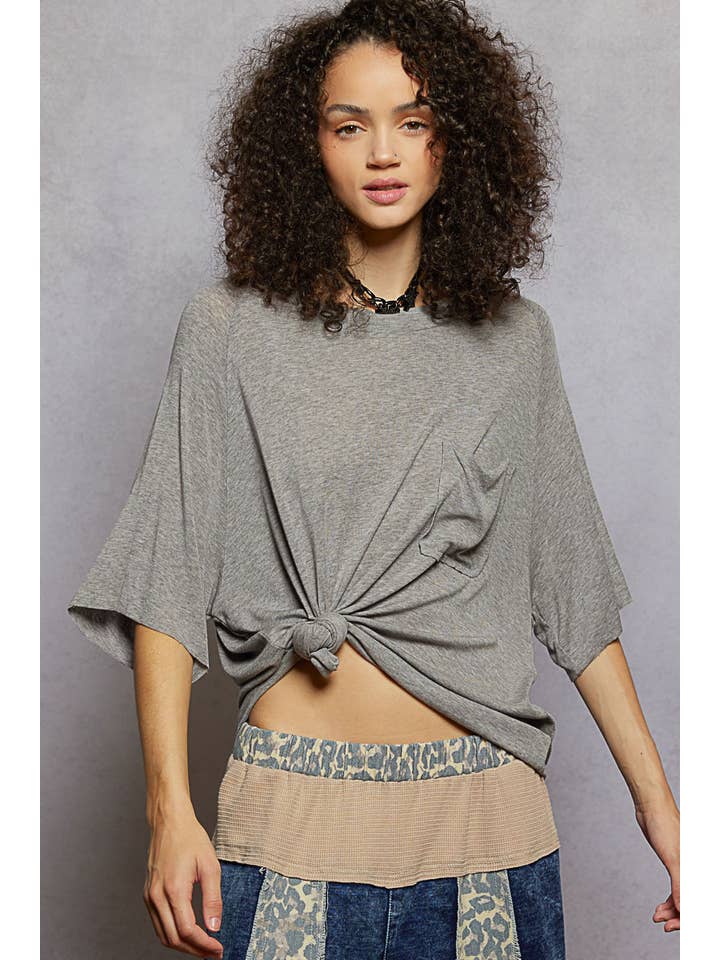 Pol Clothing - Wholesale Knit top – Women's - Vintage Washed Relaxed Fit Jersey Top Everyday Tee SALE1