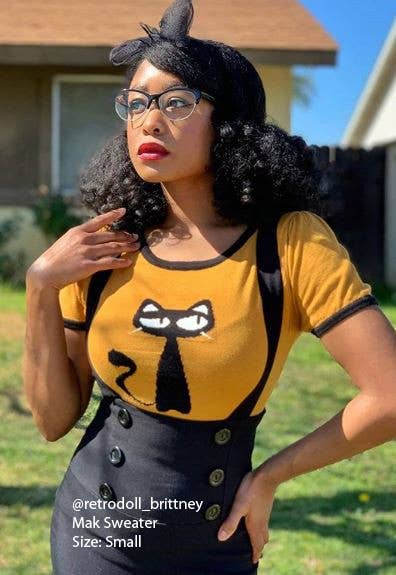 Mak - Wholesale Knit Sweater - Women's - Short Sleeve Crewneck Cat Print Casual T-Shirt Sweater6