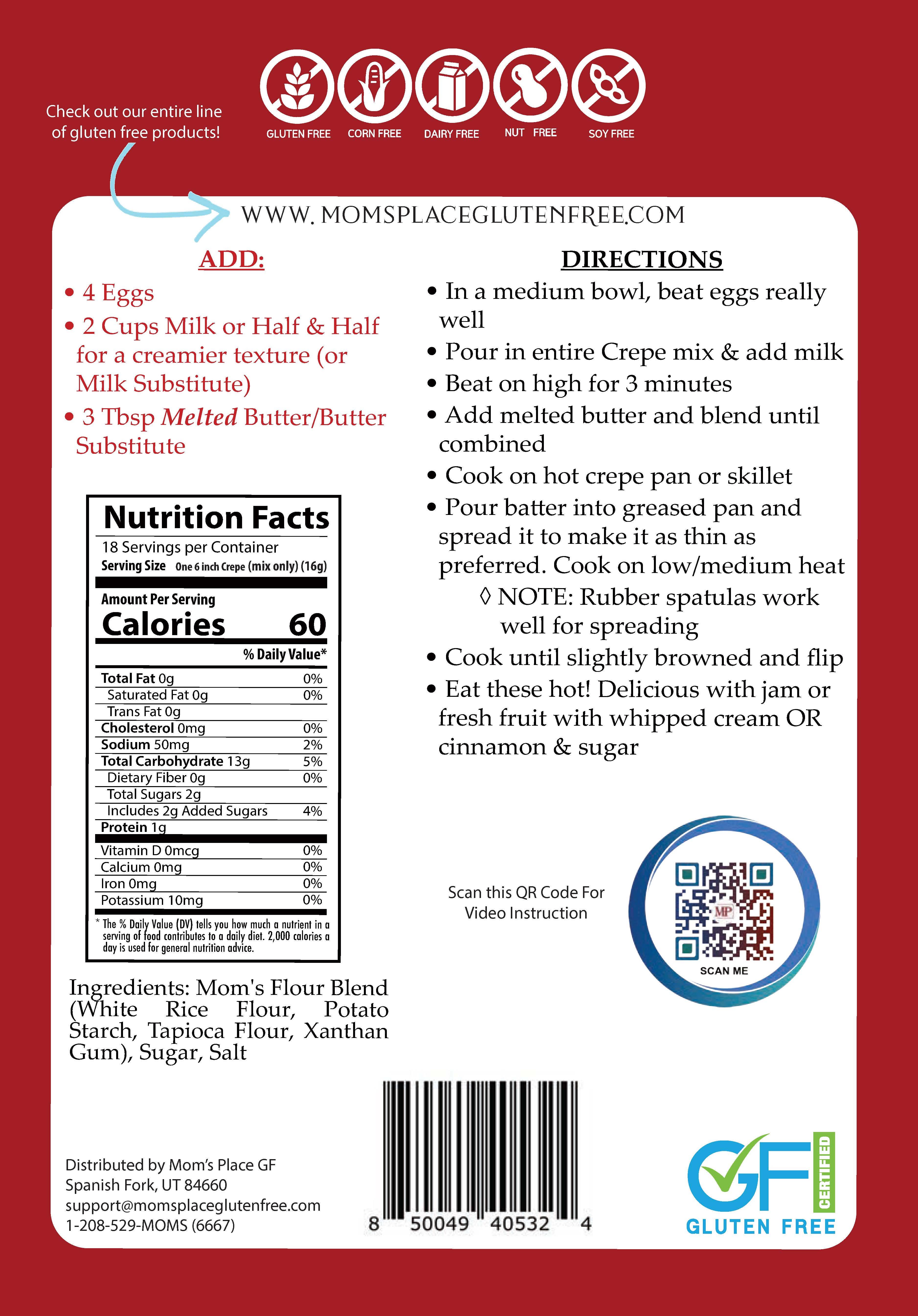 Mom's Place Gluten Free - Wholesale Pancake Mix - Gluten-Free Crepes Mix2