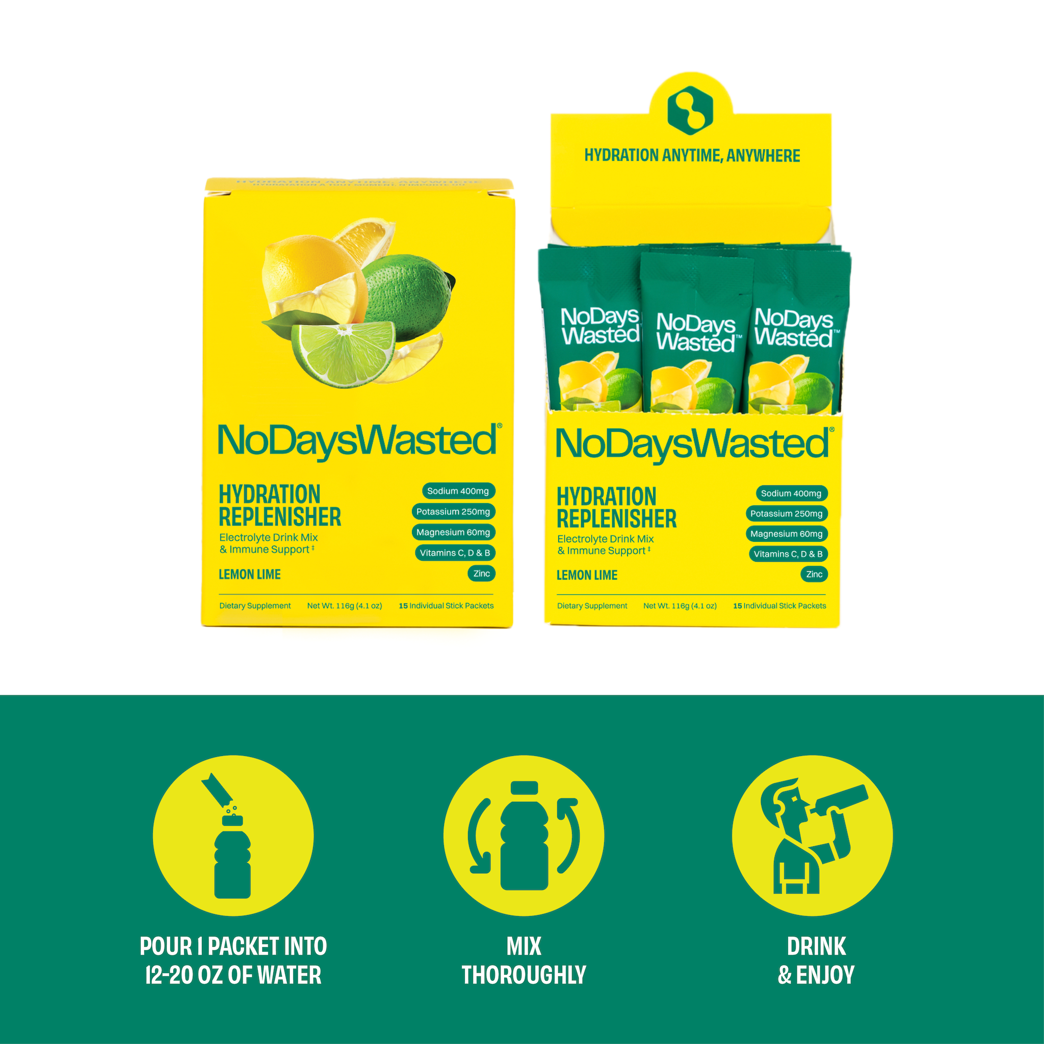 No Days Wasted - Wholesale Powdered Health Drink - Hydration Replenisher - Lemon Lime3
