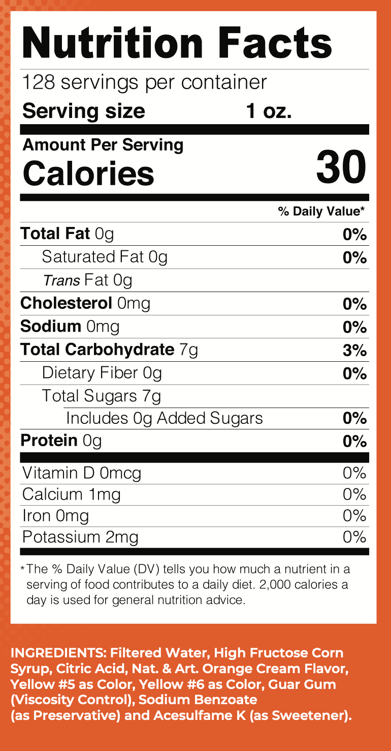 Lucy's - Wholesale Flavored Syrup - Orange Cream Snow Cone Syrup - 128oz2