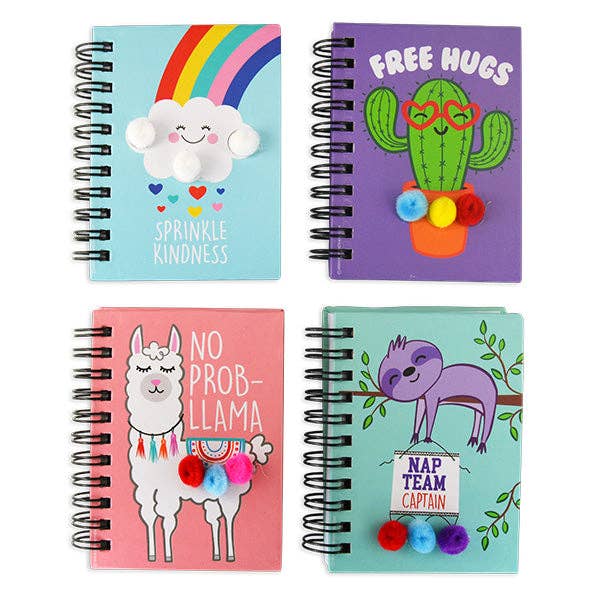 Kipp Brothers - Wholesale Notebook - Mini Spiral Notebooks with Pom Pom Assortment- 12/Pack0