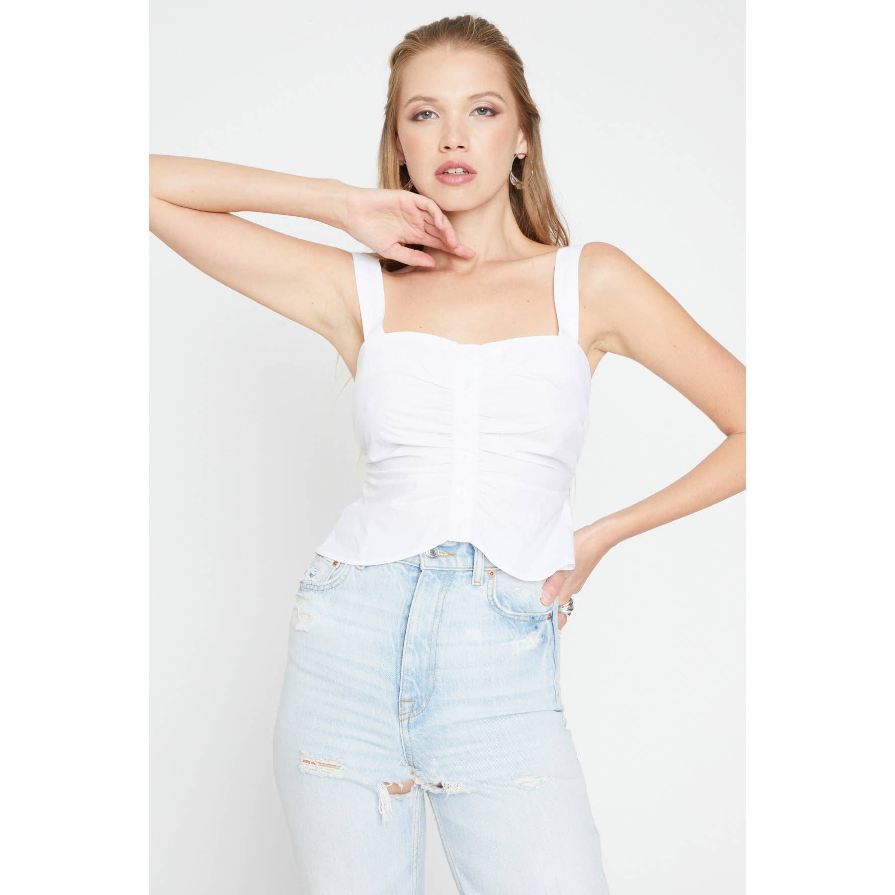 SHIRRED BUTTON CAMI TOP for wholesale by Sans Souci